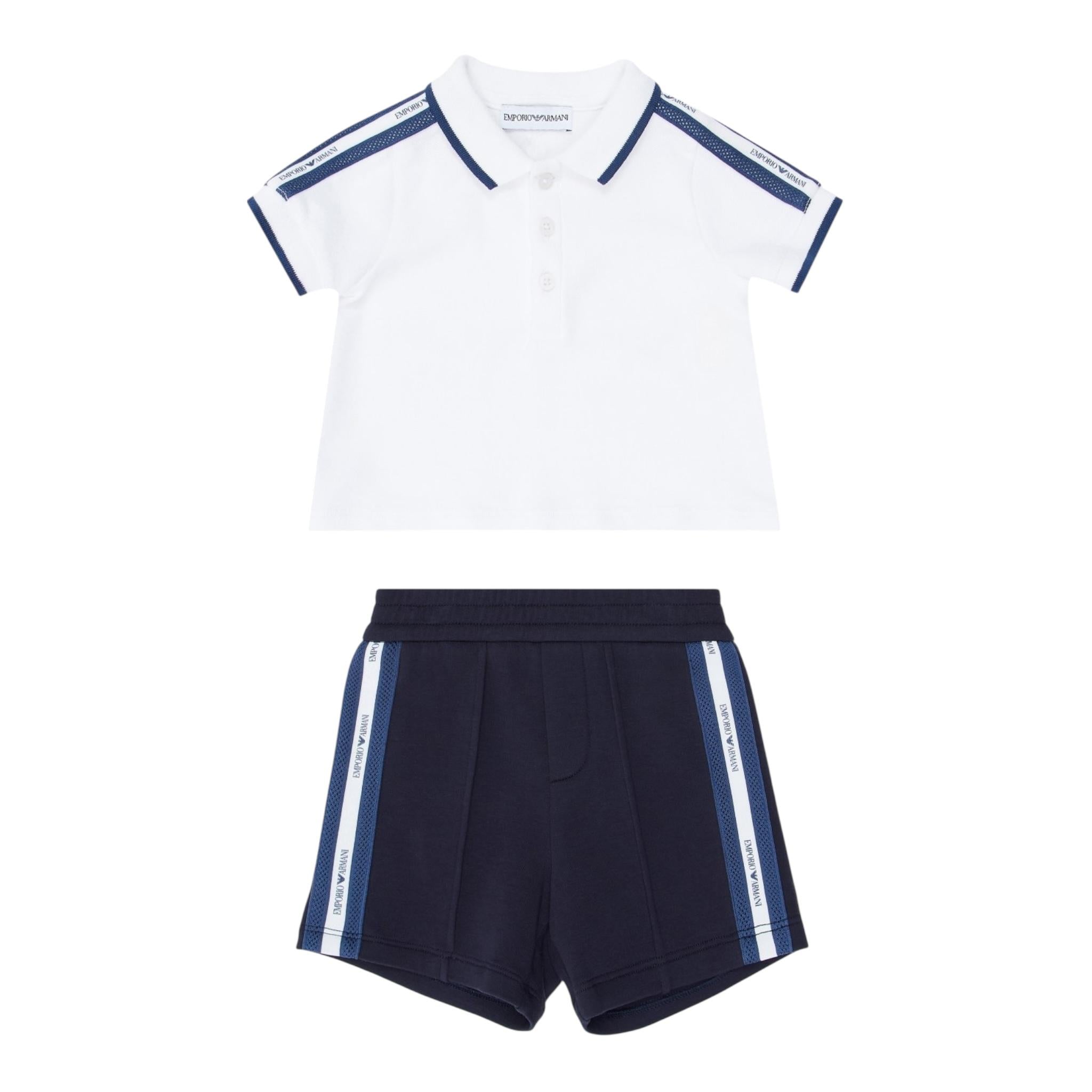 Emporio Armani Completo 2 Pezzi Polo-Bemuda per Neonato EB000389 BIANCO/BLU EMPORIO ARMANI 