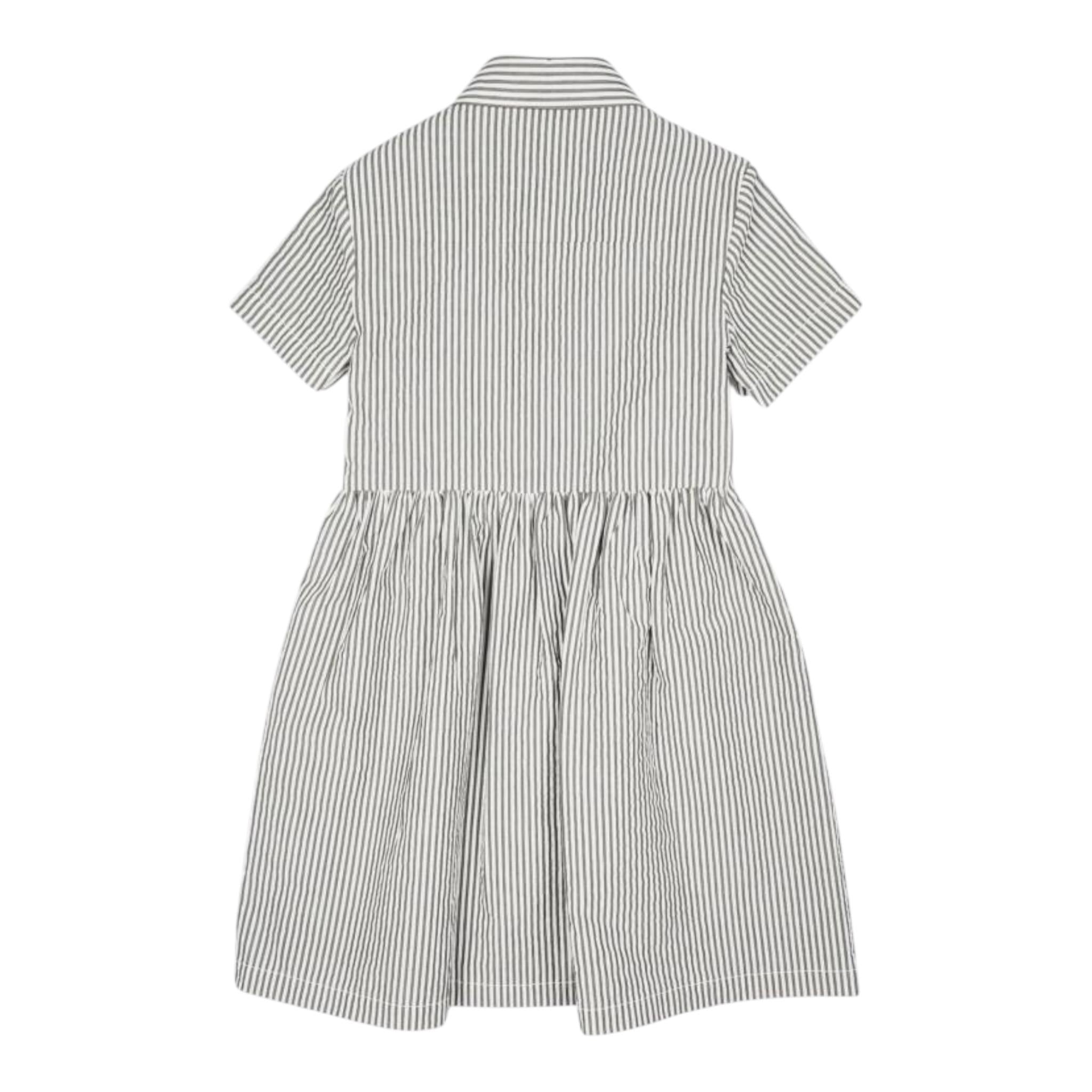 Il Gufo Abito Mezza Manica Tinta Unita con Fantasia A Righe per Bambina P25VM780C1080 BIANCO IL GUFO 