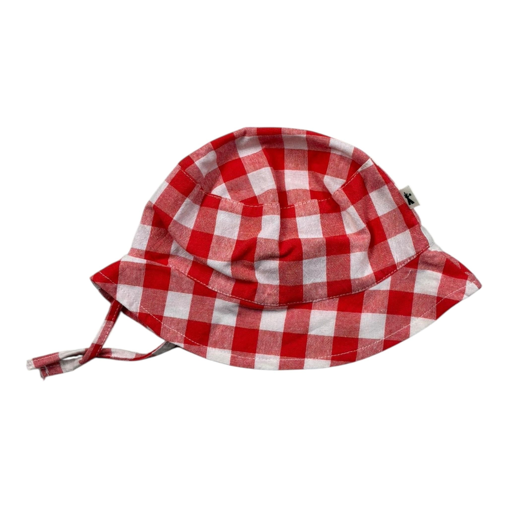 Petit Indi Cappello Bicolore con Stampa A Quadri per Neonata SS25A8911 BIANCO/ROSSO PETIT INDI 