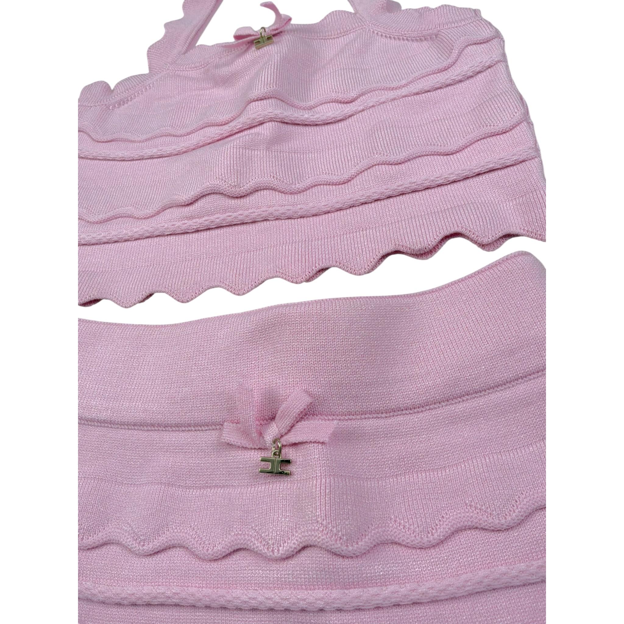 Elisabetta Franchi Completo 2 Pezzi Gonna Tinta Unita con Ricami-Top per Bambina EFCM015X ROSA ELISABETTA FRANCHI 