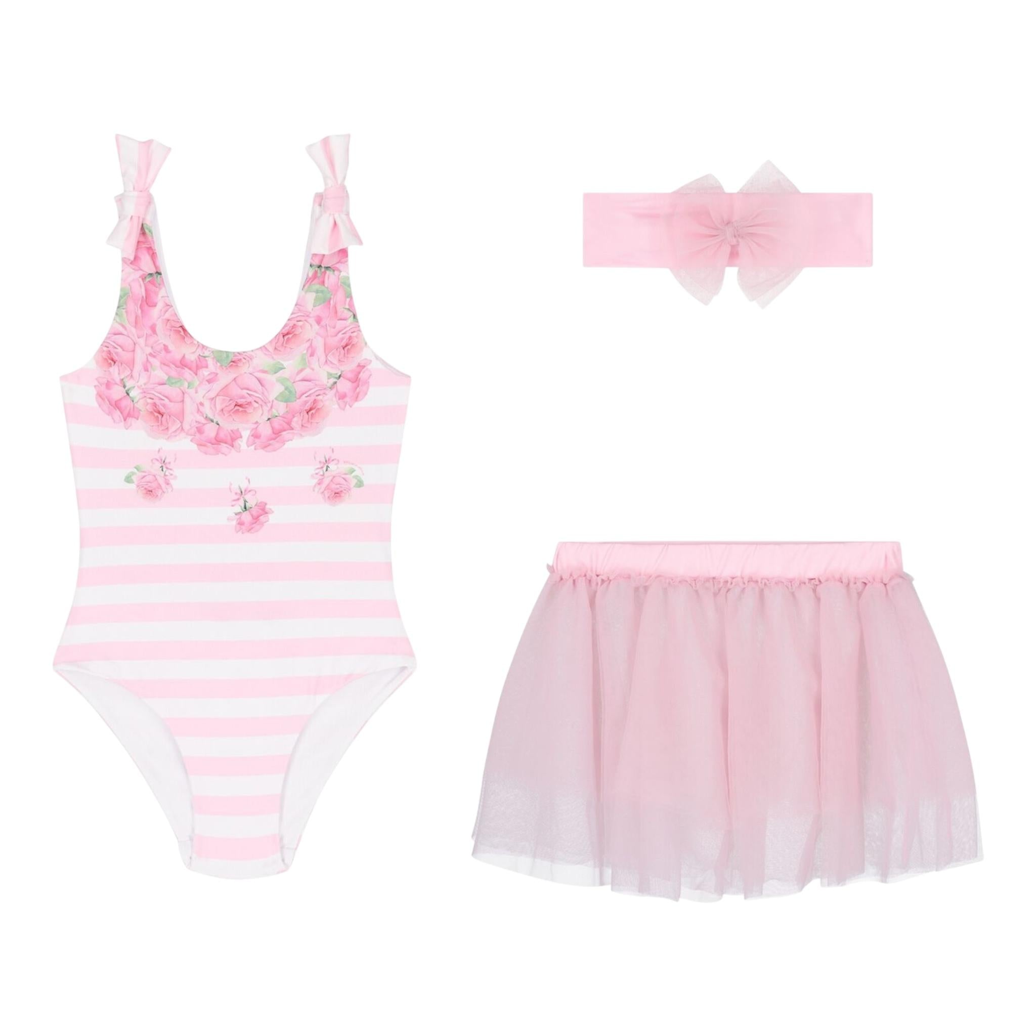 Monnalisa Set Costume 3 Pezzi Costume-Fascia-Gonna per Neonata 39E042 ROSA MONNALISA 