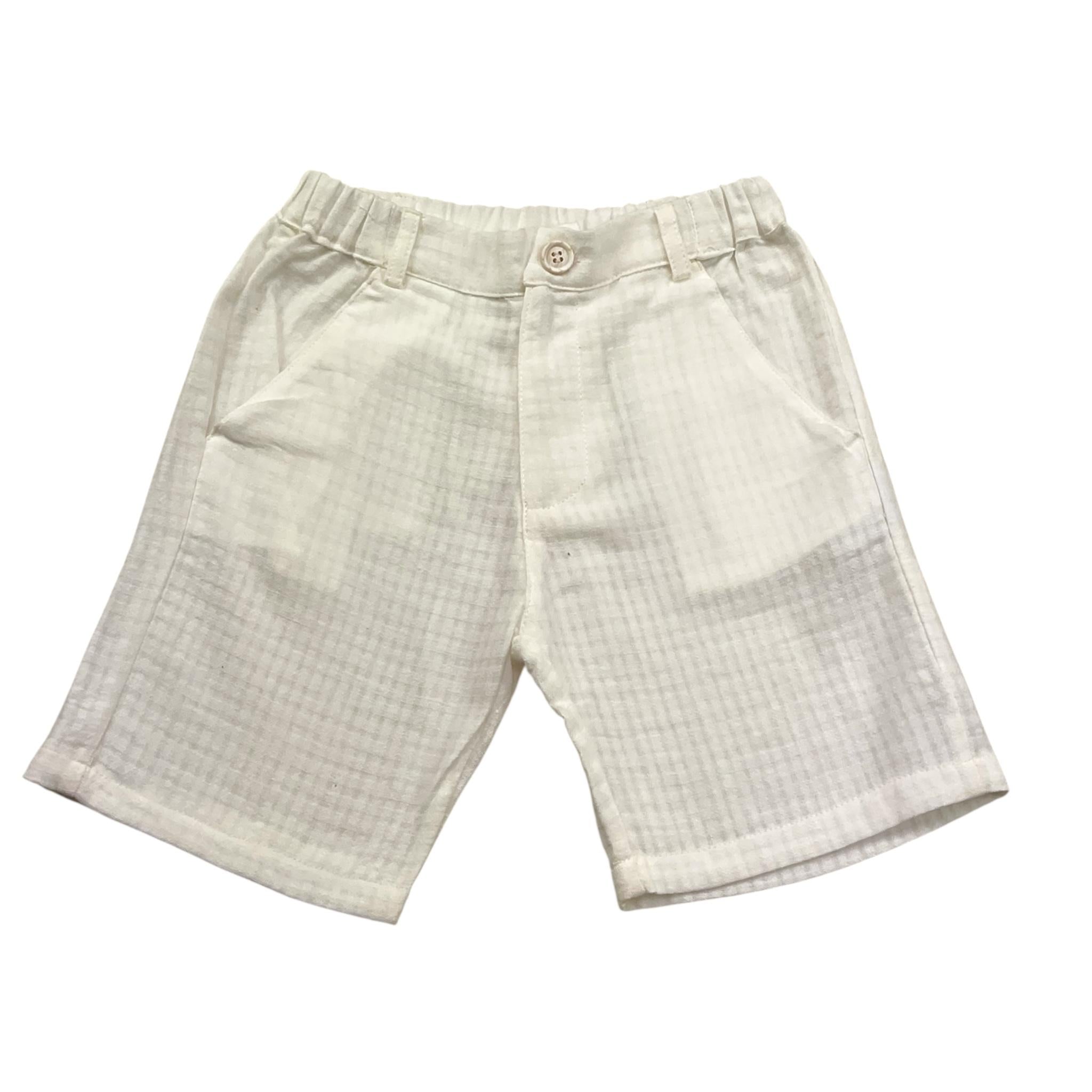 Petit Indi Bermuda Tinta Unita con Elastico In Vita per Bambino SS25BK8040 BIANCO PETIT INDI 