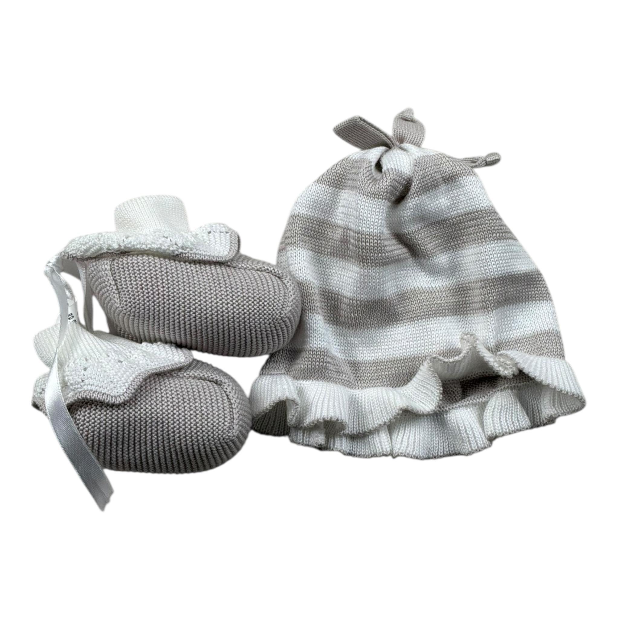 Marlu' Set Cappello-Babbucce per Neonata EF1071 BEIGE MARLU' 