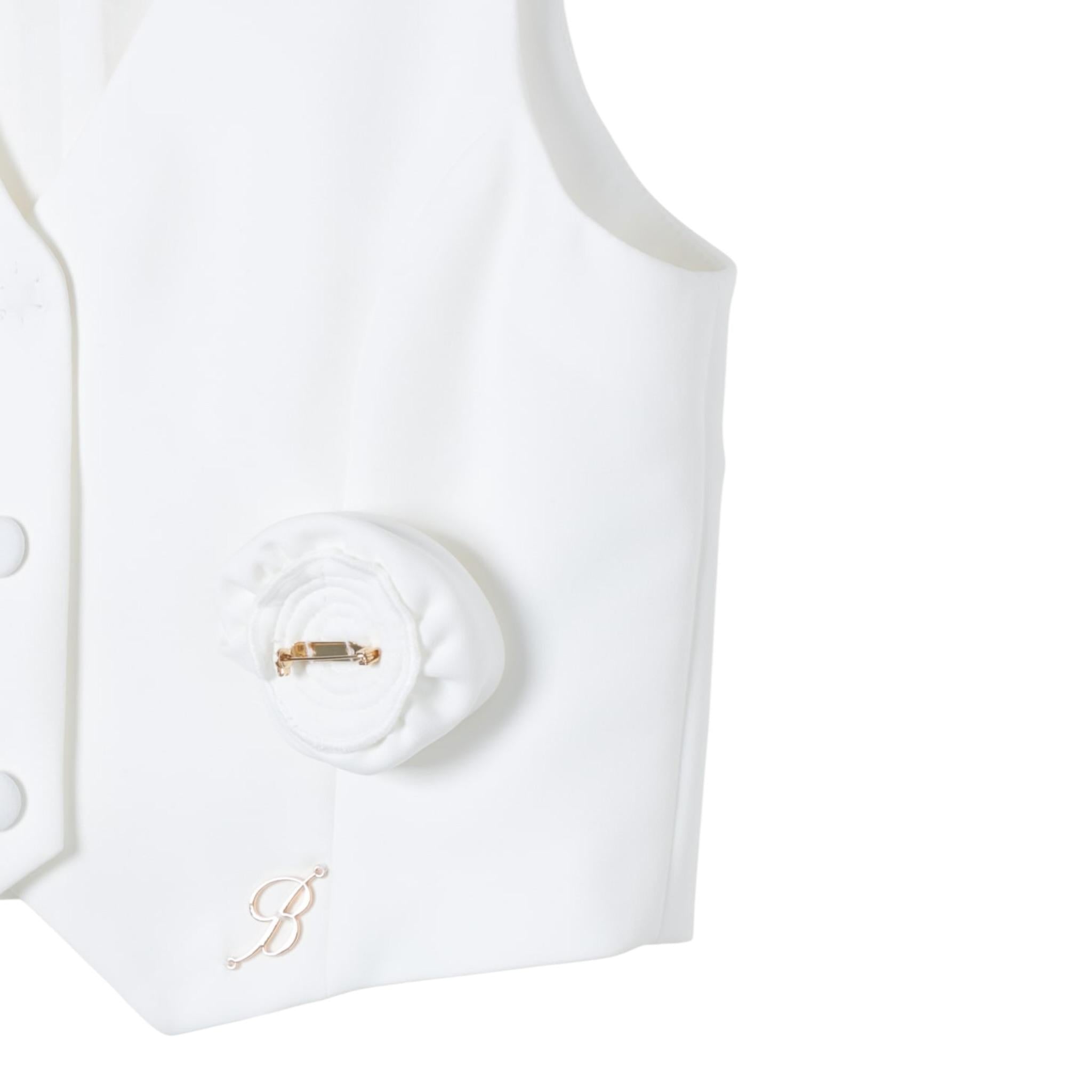 Miss Blumarine Gilet Tinta Unita con Applicazione per Bambina IA4021 PANNA MISS BLUMARINE 