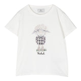 Woolrich T-Shirt Girocollo Tinta Unita Con Stampa In Contrasto Panna Per Bambino