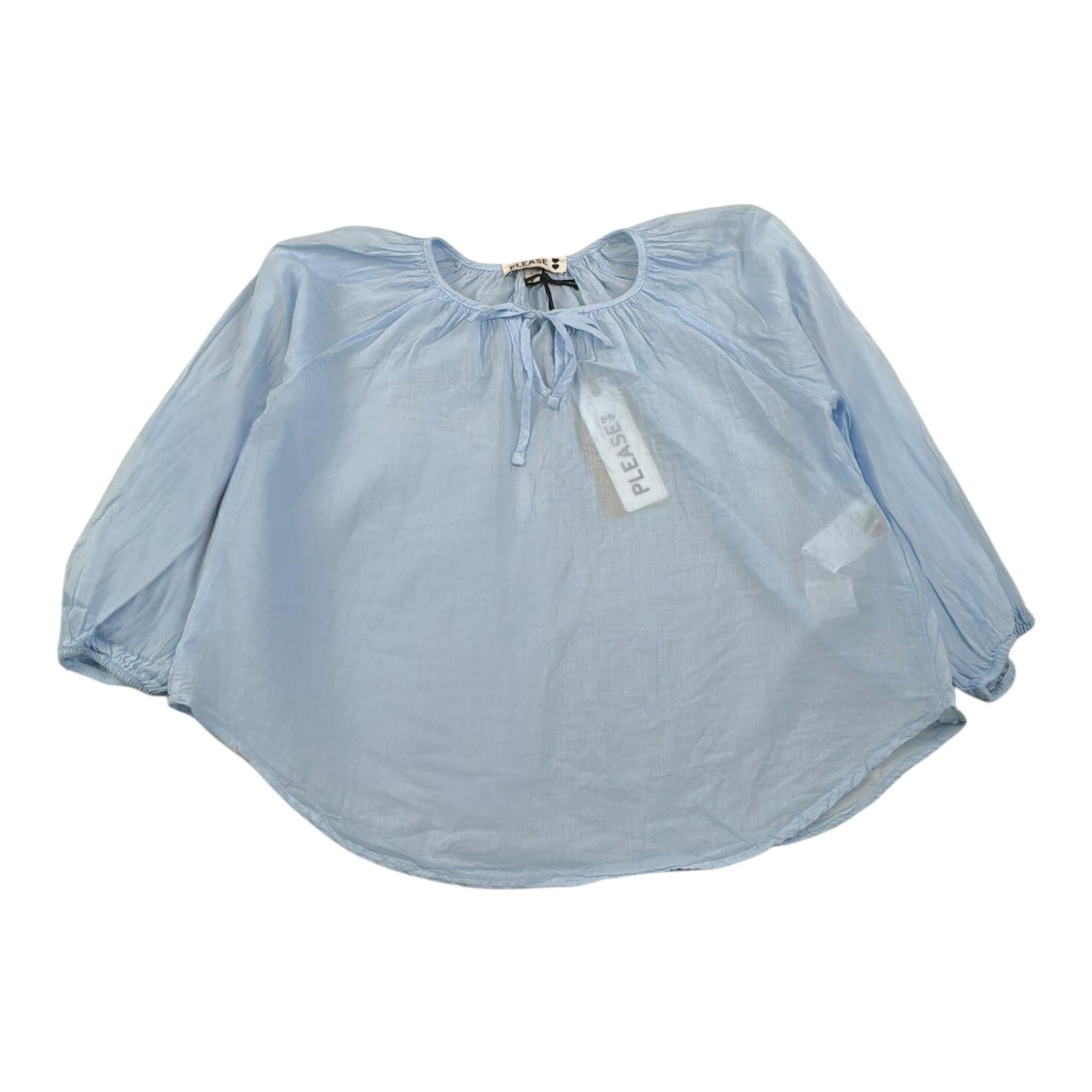 Please Camicia Tinta Unita Manica Lunga per Bambina CC21080G72 AZZURRO PLEASE 