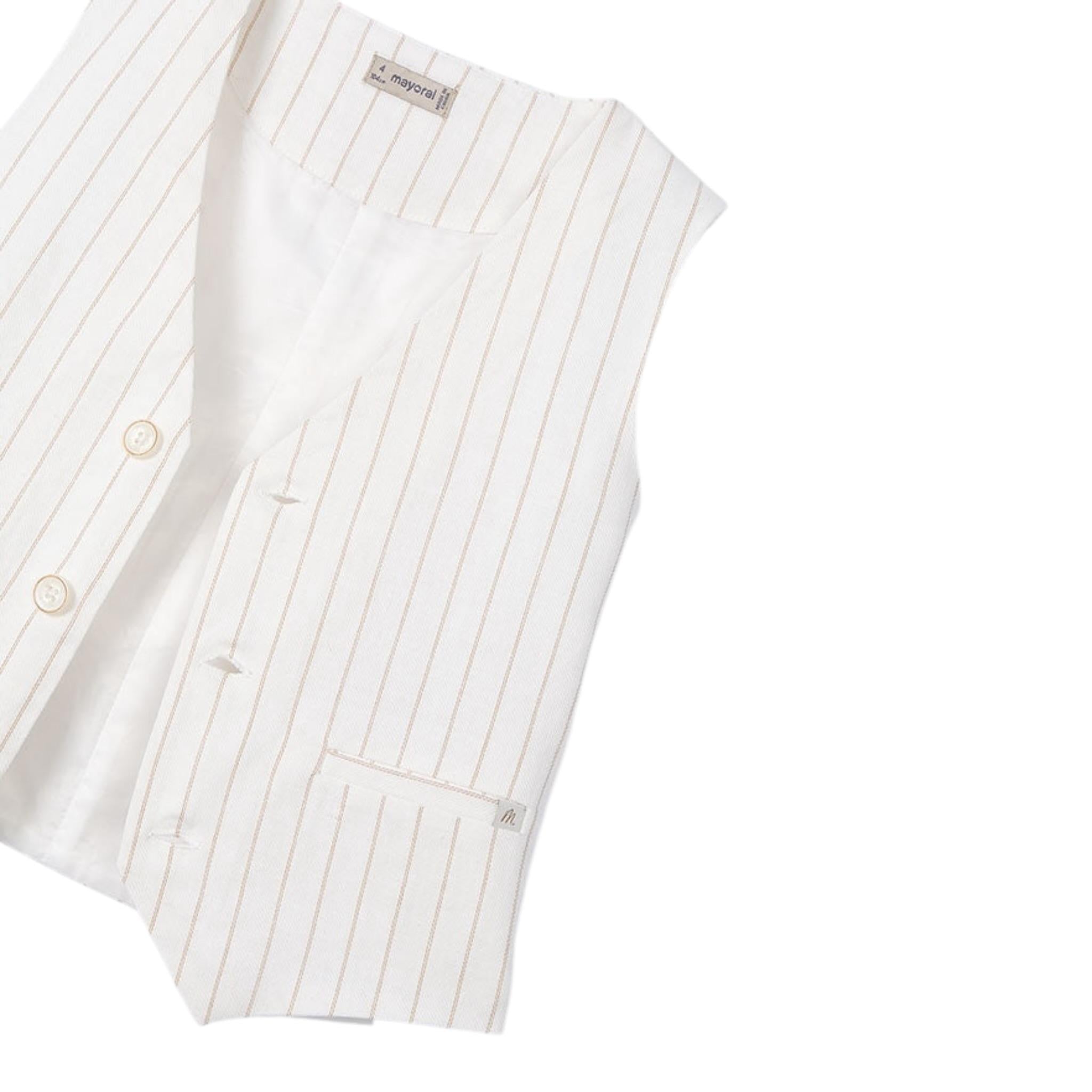 Mayoral Gilet Tinta Unita con Fantasia A Righe per Bambino 3369 BIANCO MAYORAL 