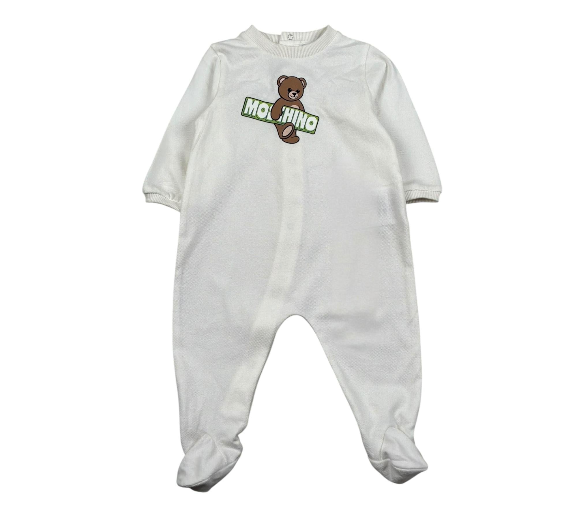 Moschino Tutina Manica Lunga Tinta Unita con Logo per Neonato MOY05L PANNA MOSCHINO 