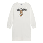 MOSCHINO abito felpa manica lunga girocollo tinta unita con stampa logo Bianco per Bambina HDV0FEX BIANCO MOSCHINO 