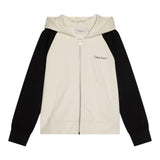 Calvin Klein Felpa con Zip E Cappuccio con Maniche In Contrasto per Bambino IB0IB02378 PANNA CALVIN KLEIN 