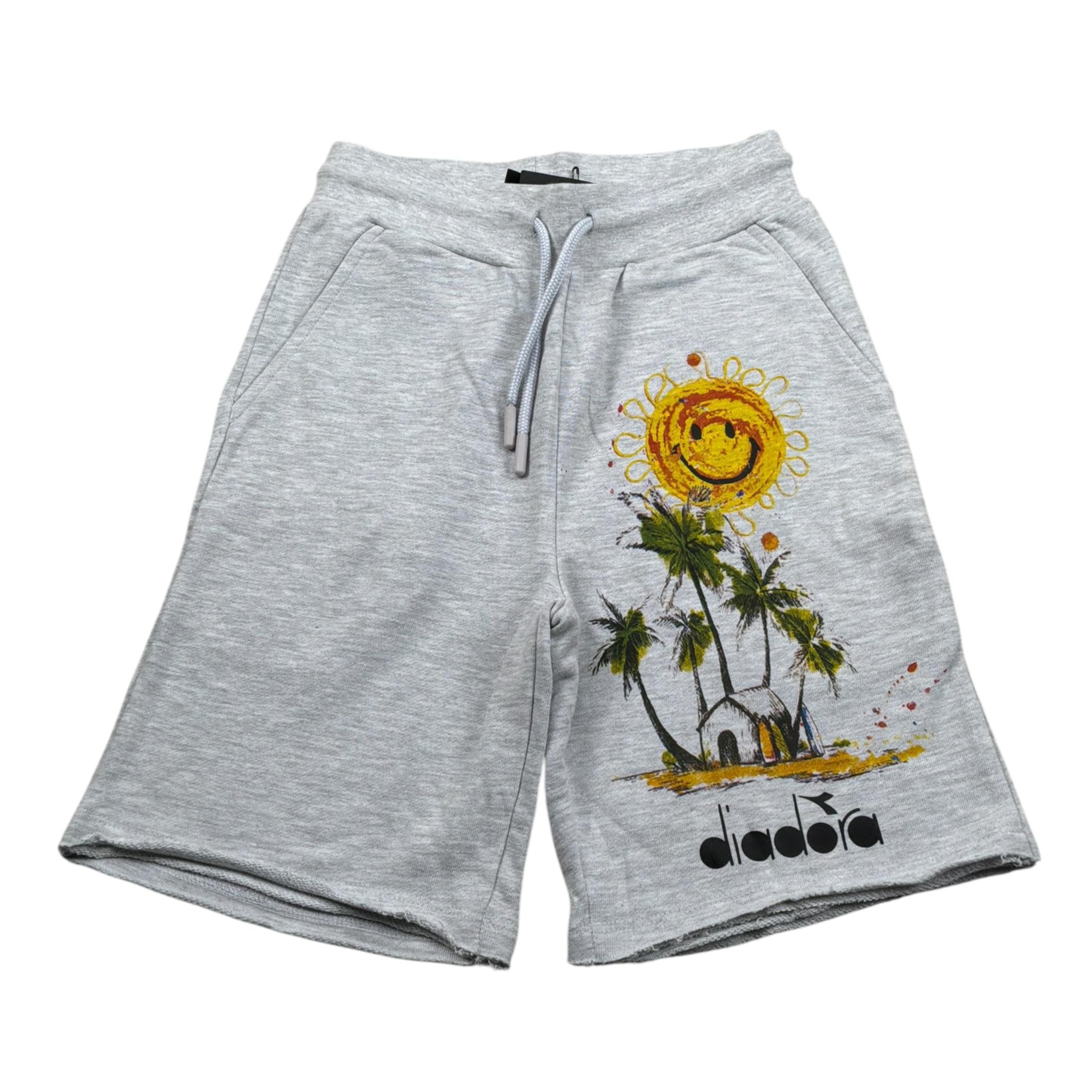 Diadora Bermuda Felpa tinta unita con Stampa Grigio per Bambino 033206 GRIGIO DIADORA 