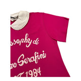 PHILOSOPHY t-shirt tinta unita con colletto in contrasto Fuxia per Bambina PFTS005 FUXIA PHILOSOPHY 