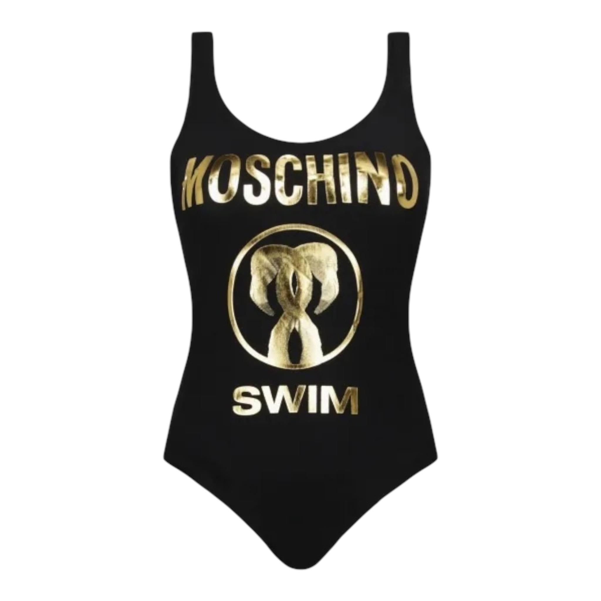 Moschino Costume Intero Tinta Unita con Stampa per Bambina A7123 NERO MOSCHINO 