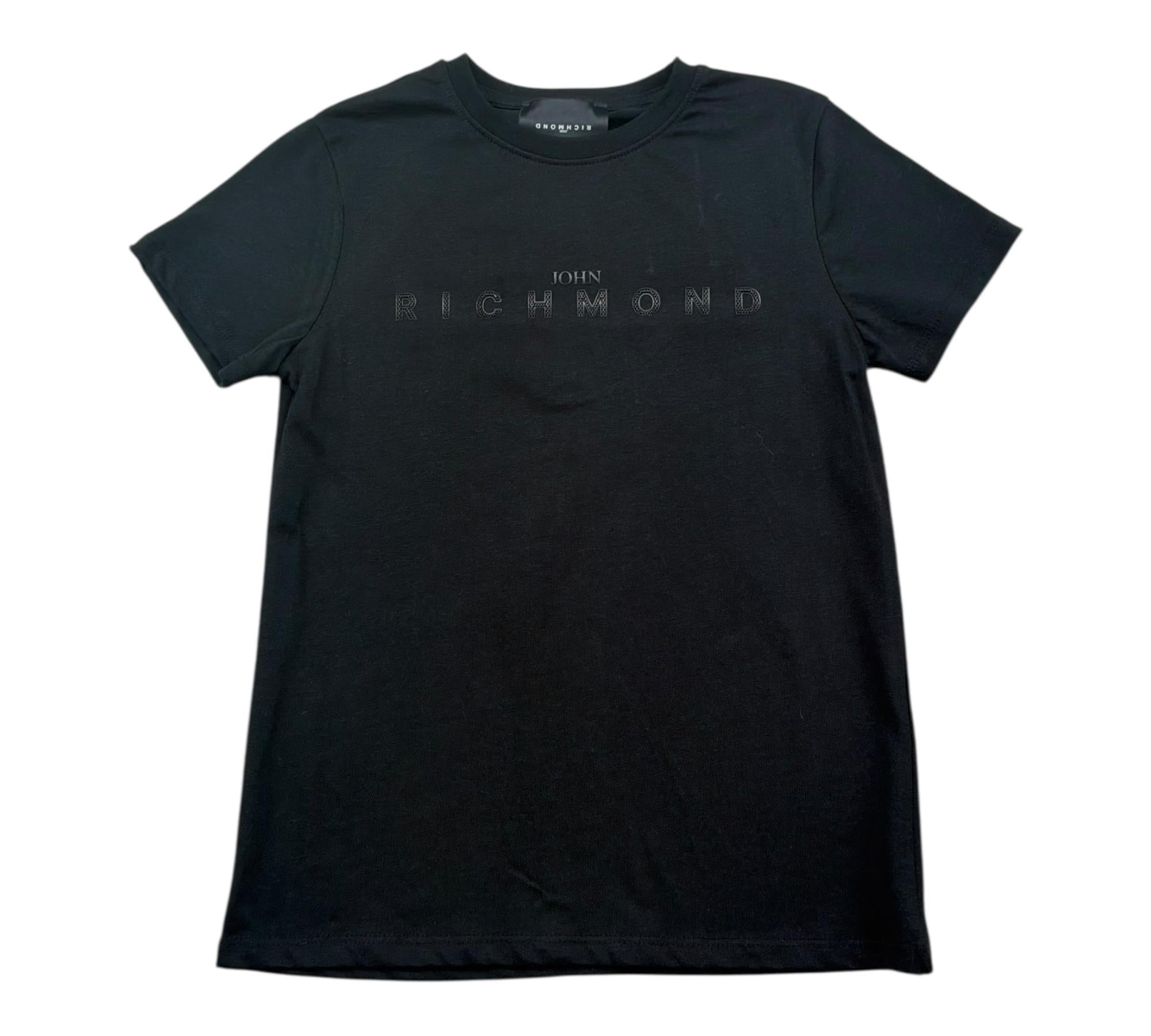 John Richmond T-Shirt Girocollo Tinta Unita con Logo per Bambina RGP26017TS NERO JOHN RICHMOND 