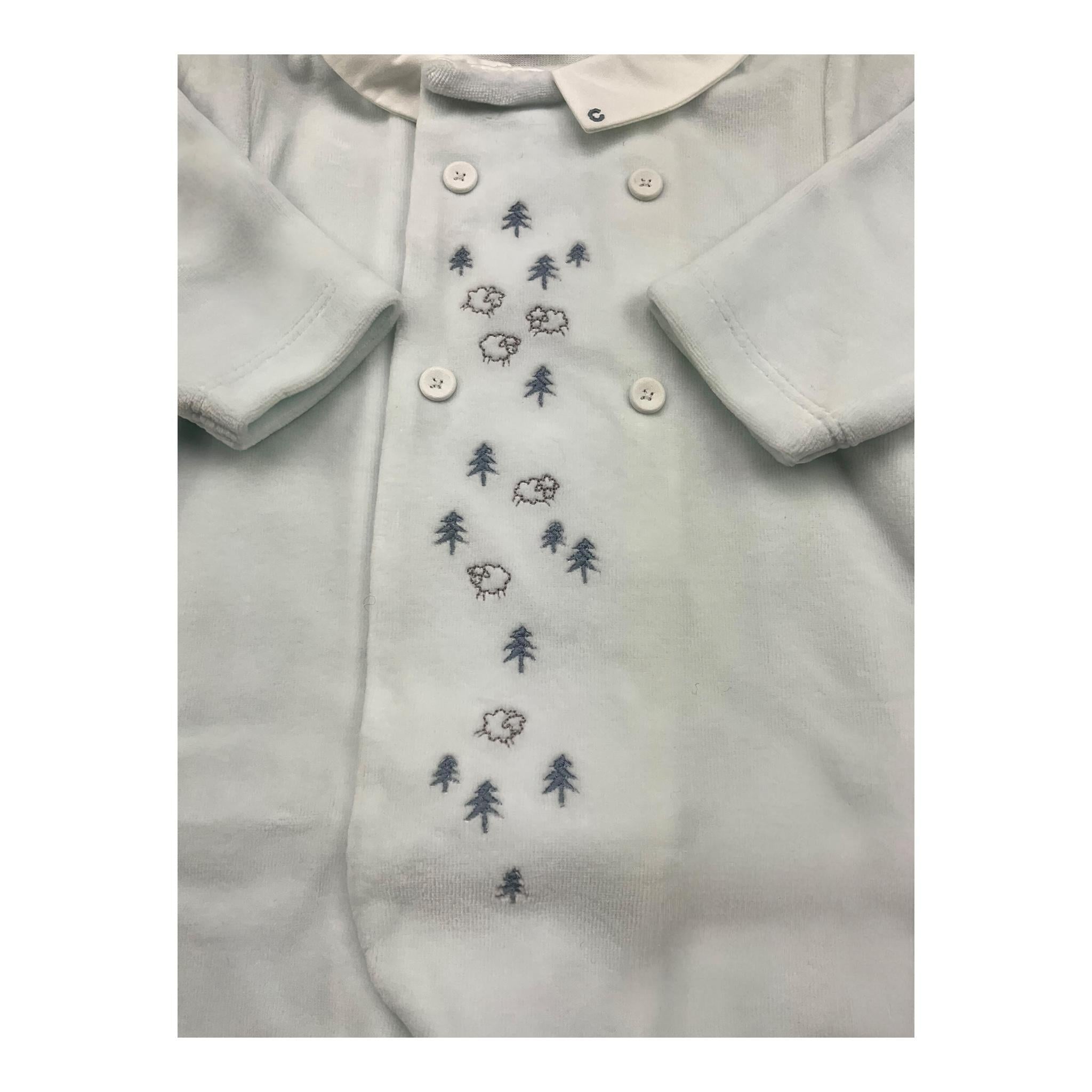 TARTINE ET CHOCOLAT tutina manica lunga tinta unita in ciniglia Azzurro per Neonato TX54070 AZZURRO TARTINE ET CHOCOLAT 