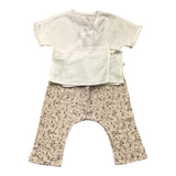 Teddy E Minou Completo 2 Pezzi T-Shirt-Pantalone Bicolore Bianco/Beige Per Neonata