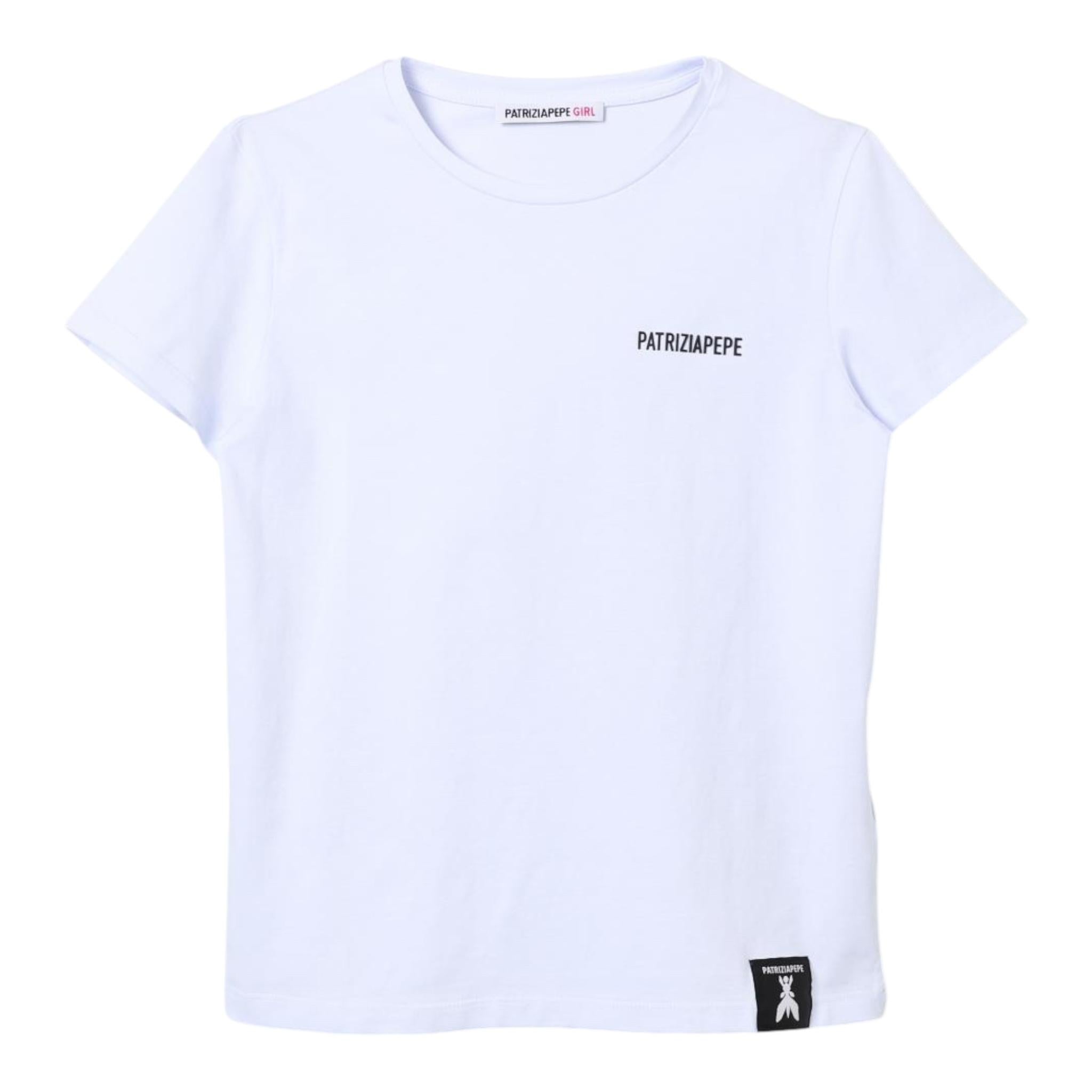 PATRIZIA PEPE t-shirt girocollo tinta unita cn stampa logo Bianco per Bambina 7M0861 BIANCO PATRIZIA PEPE 