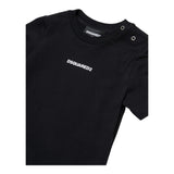 Dsquared2 T-Shirt Girocollo Tinta Unita con Stampa per Neonato DQ2853X NERO DSQUARED2 