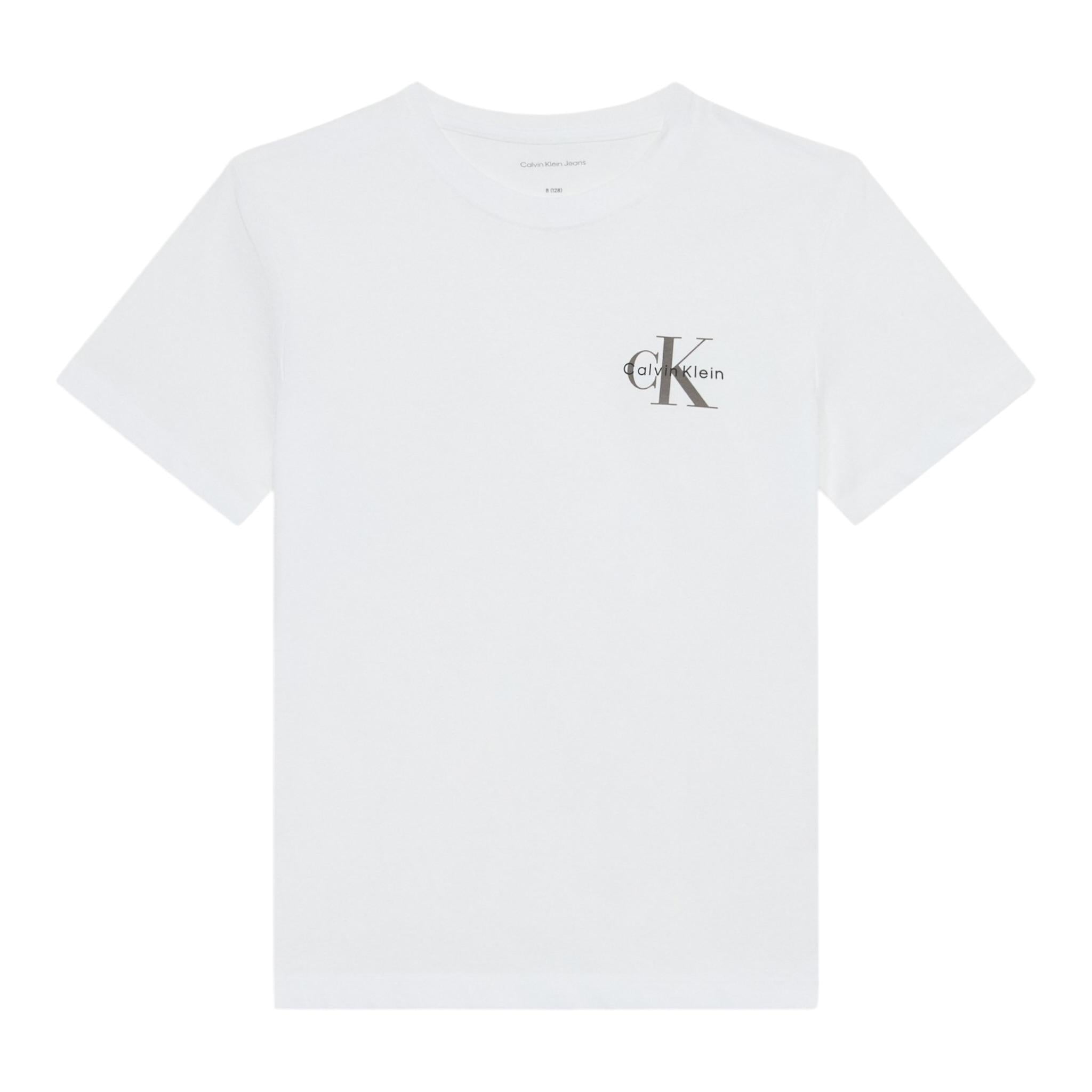 Calvin Klein T-Shirt Girocollo Tinta Unita con Stampa per Bambino IU0IU00624 BIANCO CALVIN KLEIN 