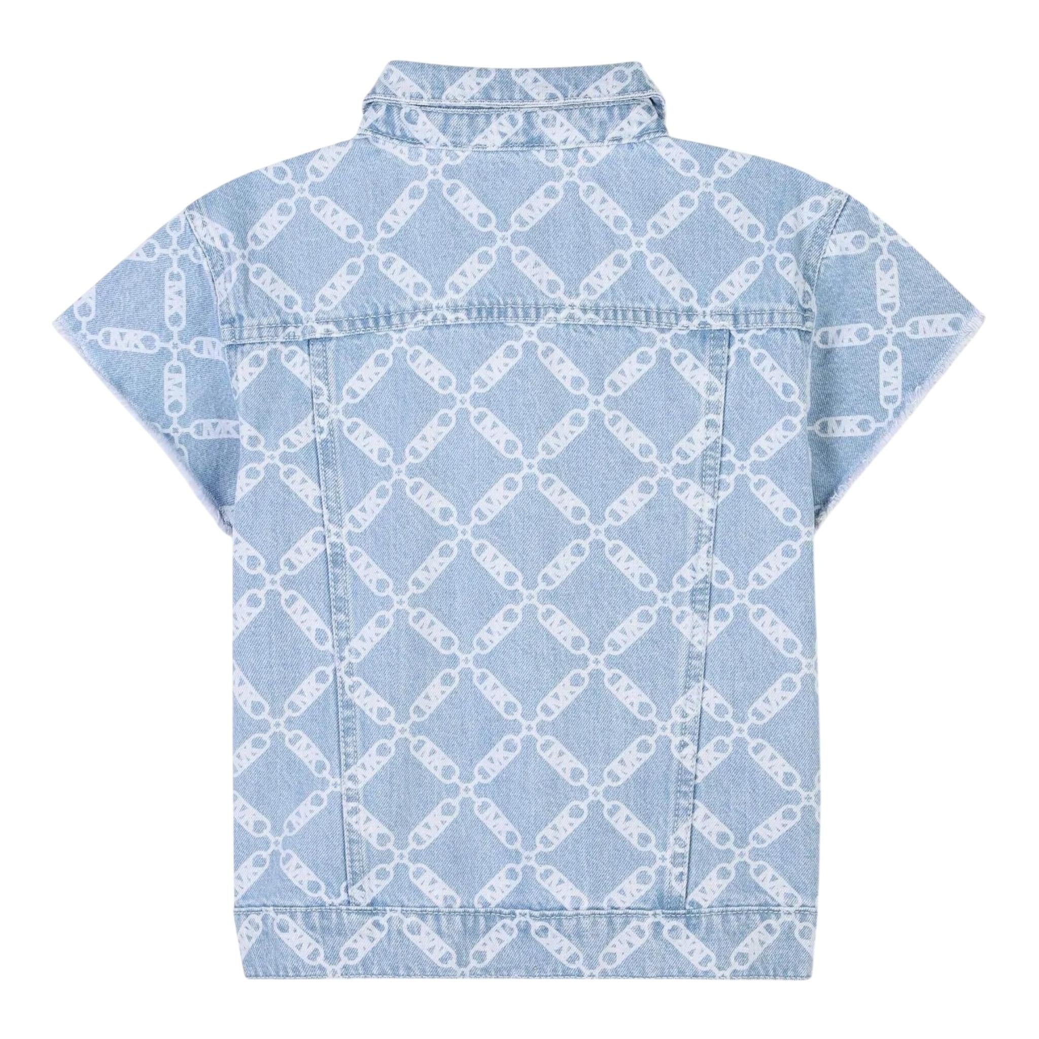 Michael Kors Abito In Denim Tinta Unita con Stampe per Bambina R30290 AZZURRO MICHAEL KORS 