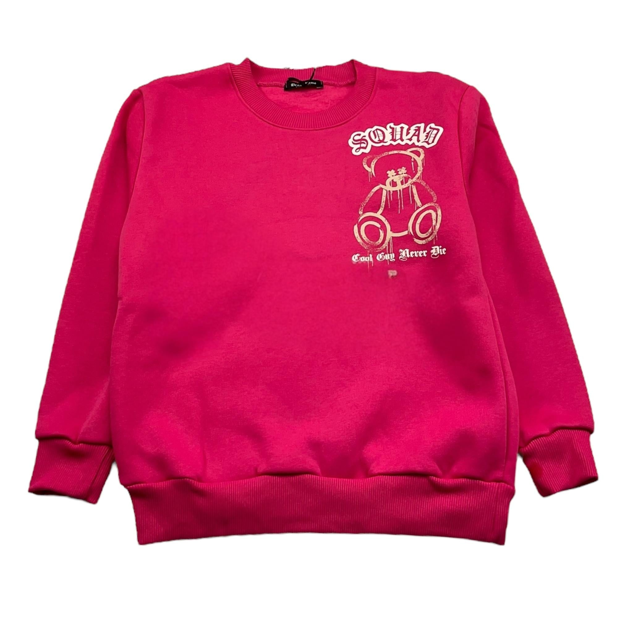 BRAND NAME felpa chiusa girocollo tinta unita con stampa Fuxia per Bambina BN351S FUXIA BRAND NAME 