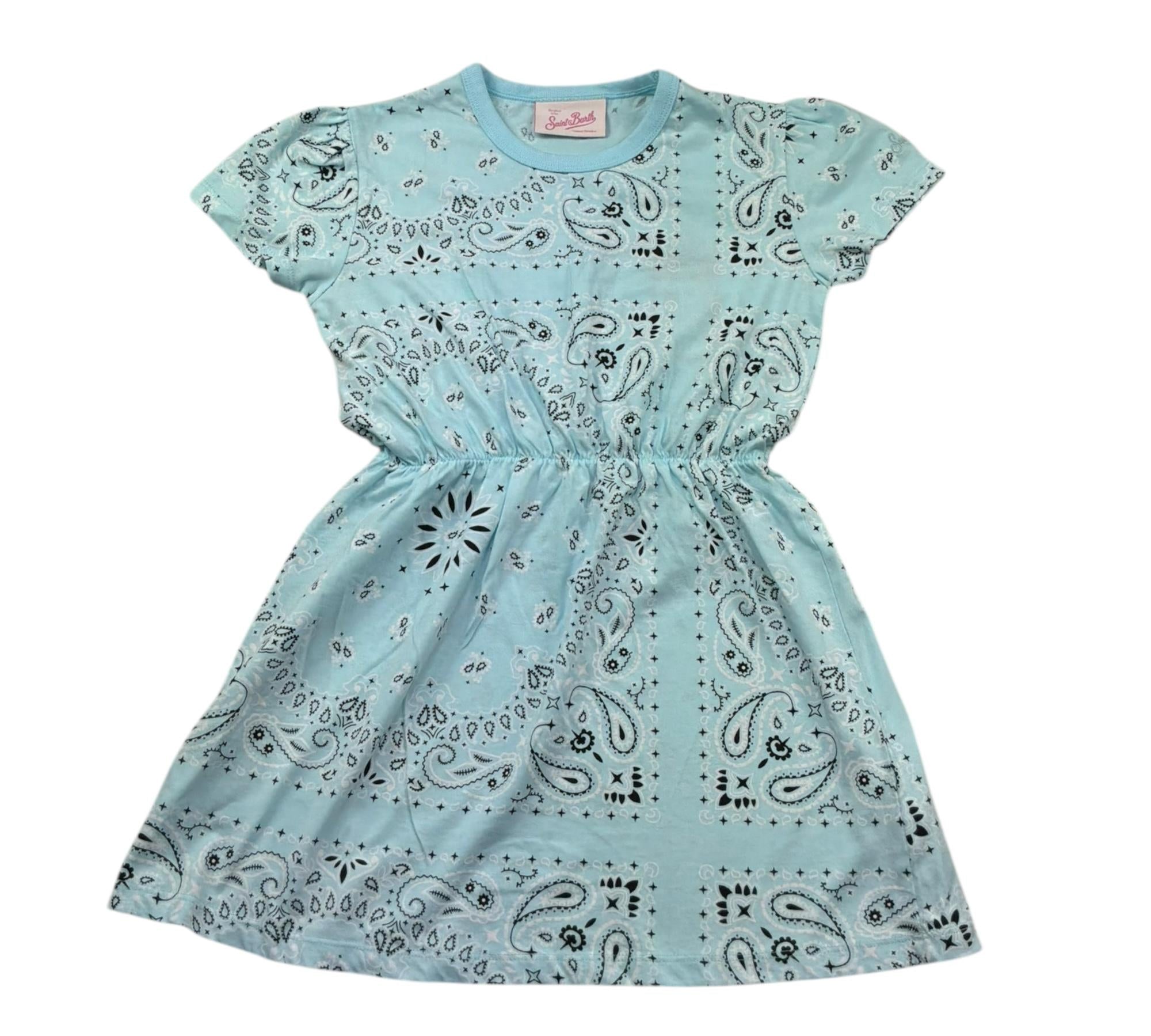 Saint Barth Abito Mezza Manica Tinta Unita Stampa Fantasia per Bambina LEILA AZZURRO SAINT BARTH 