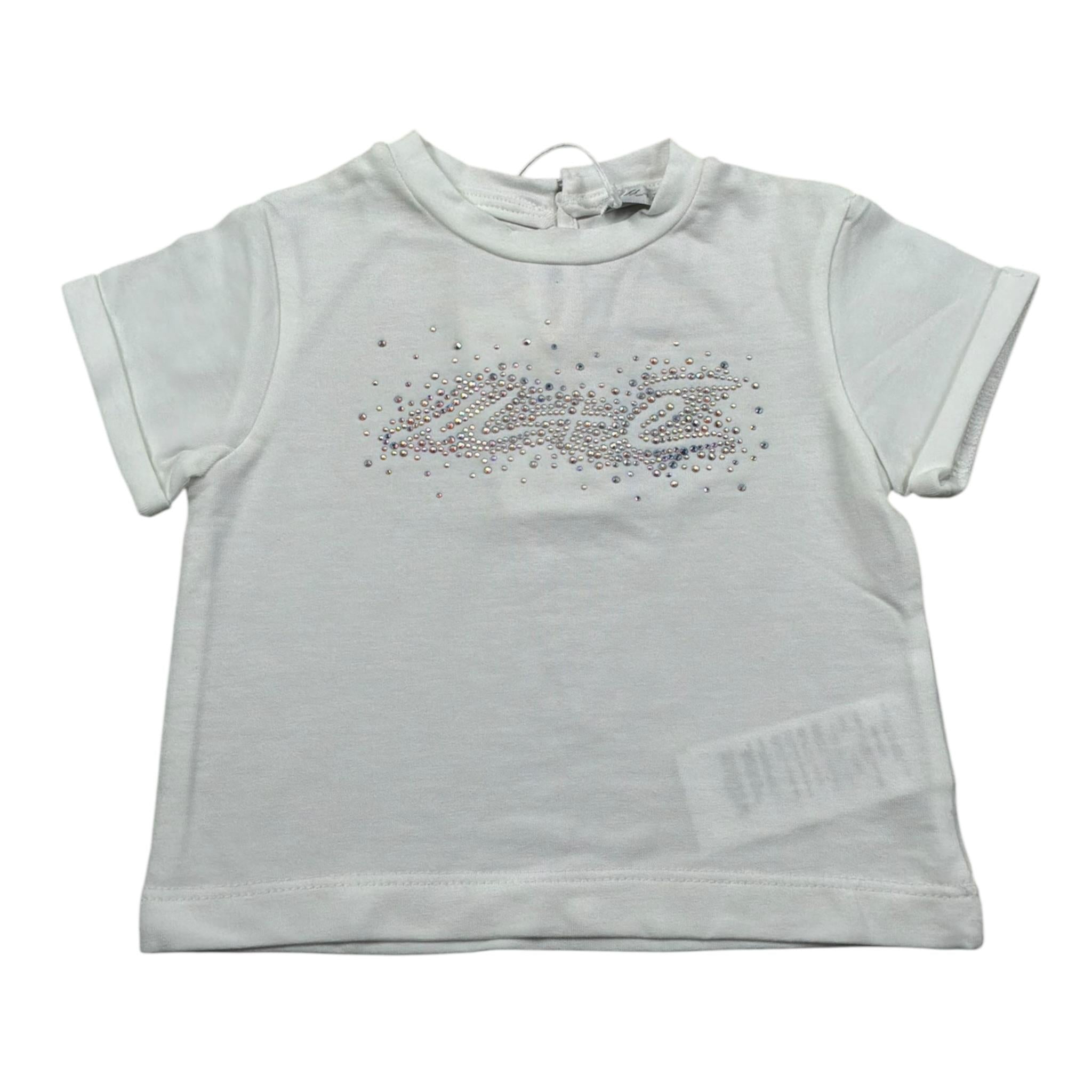 M+E' T-Shirt Girocollo tinta unita con Brillantini Panna per Bambina UE1817 PANNA M+E' 