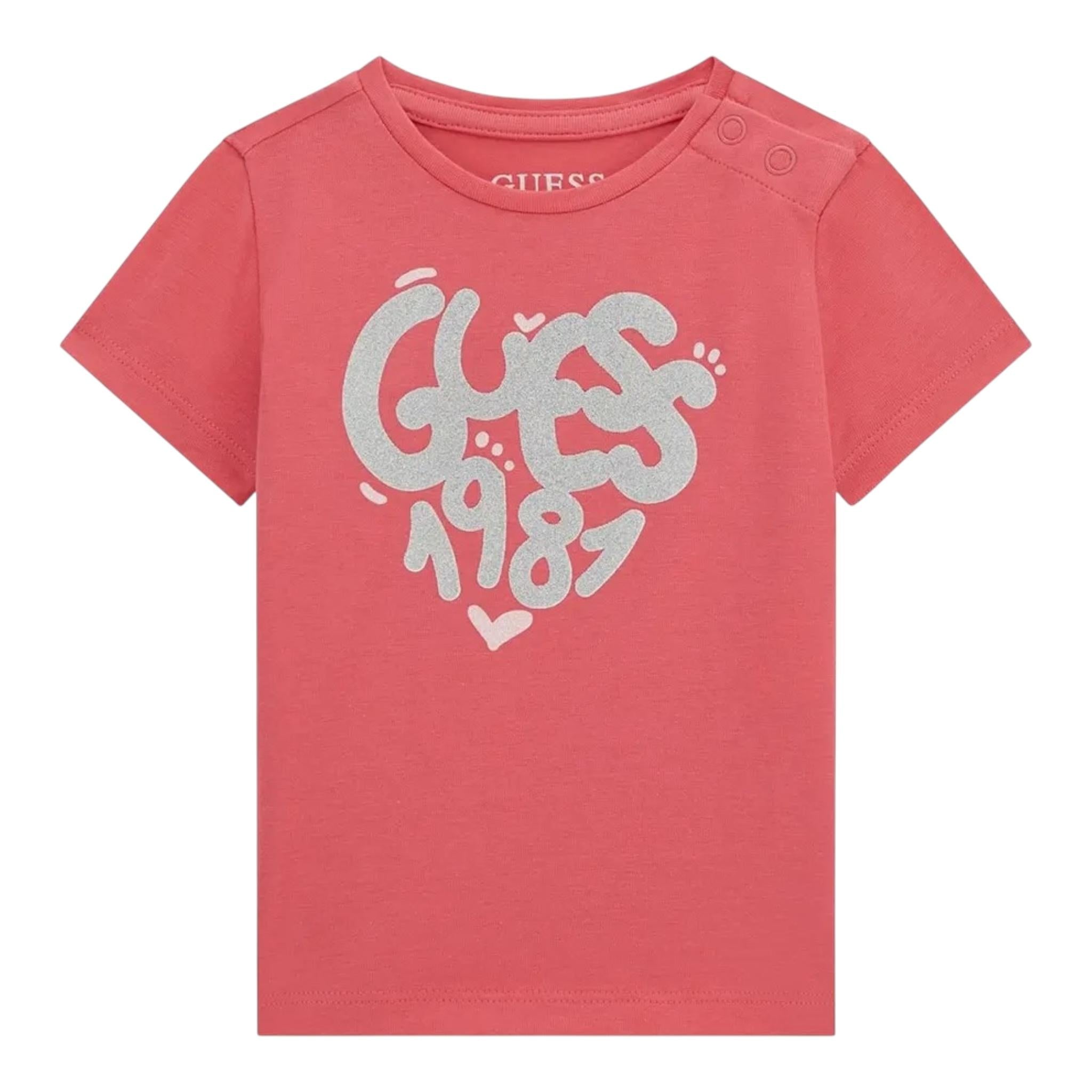 Guess T-Shirt Tinta Unita con Stampa per Neonata A5RI00K6YW4X ROSA GUESS 