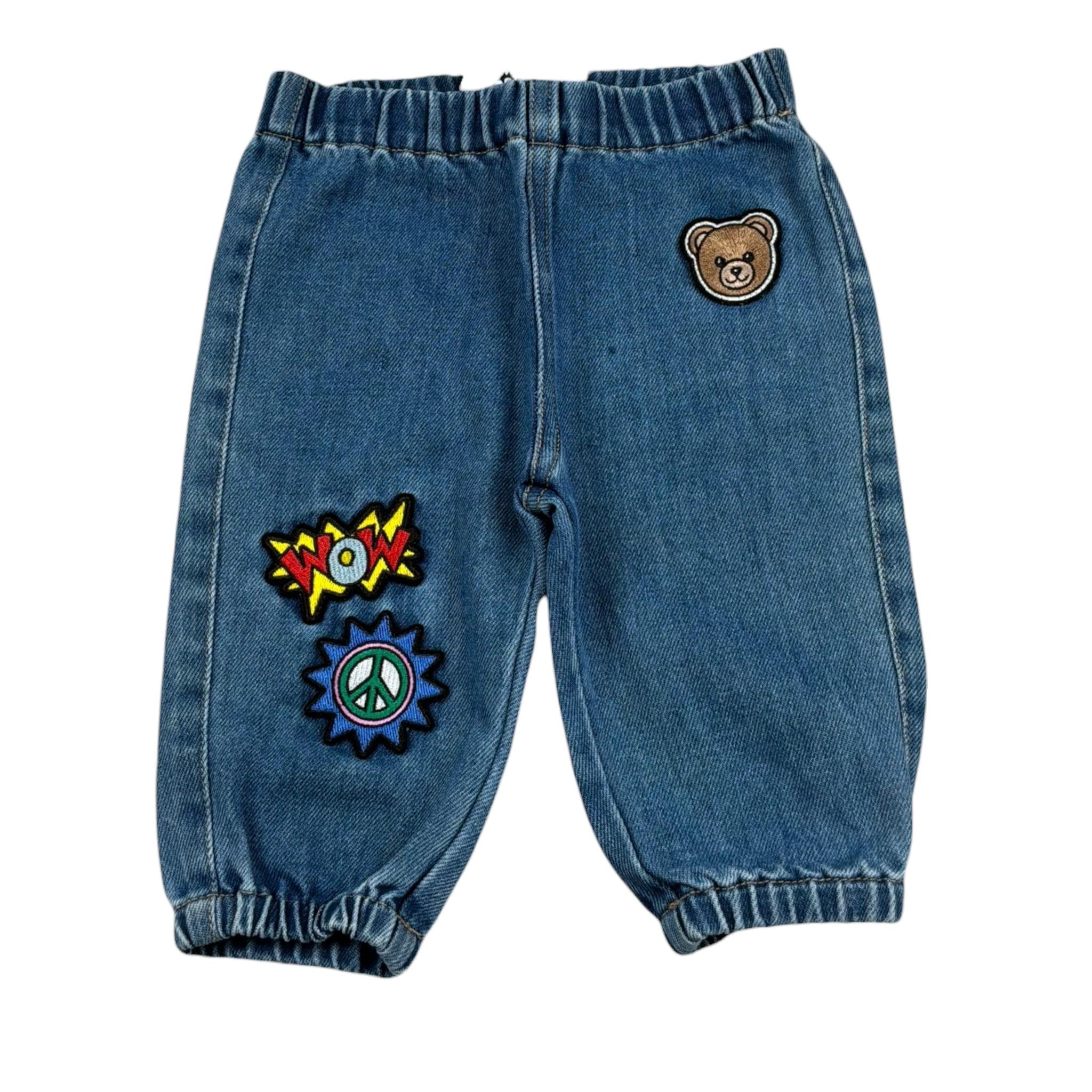 Moschino Jeans Tinta Unita con Elastico In Vita per Neonato MUP05S BLU MOSCHINO 