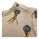 Play Up T-Shirt Girocollo Tinta Unita Con Stampe In Contrasto Beige Per Neonato