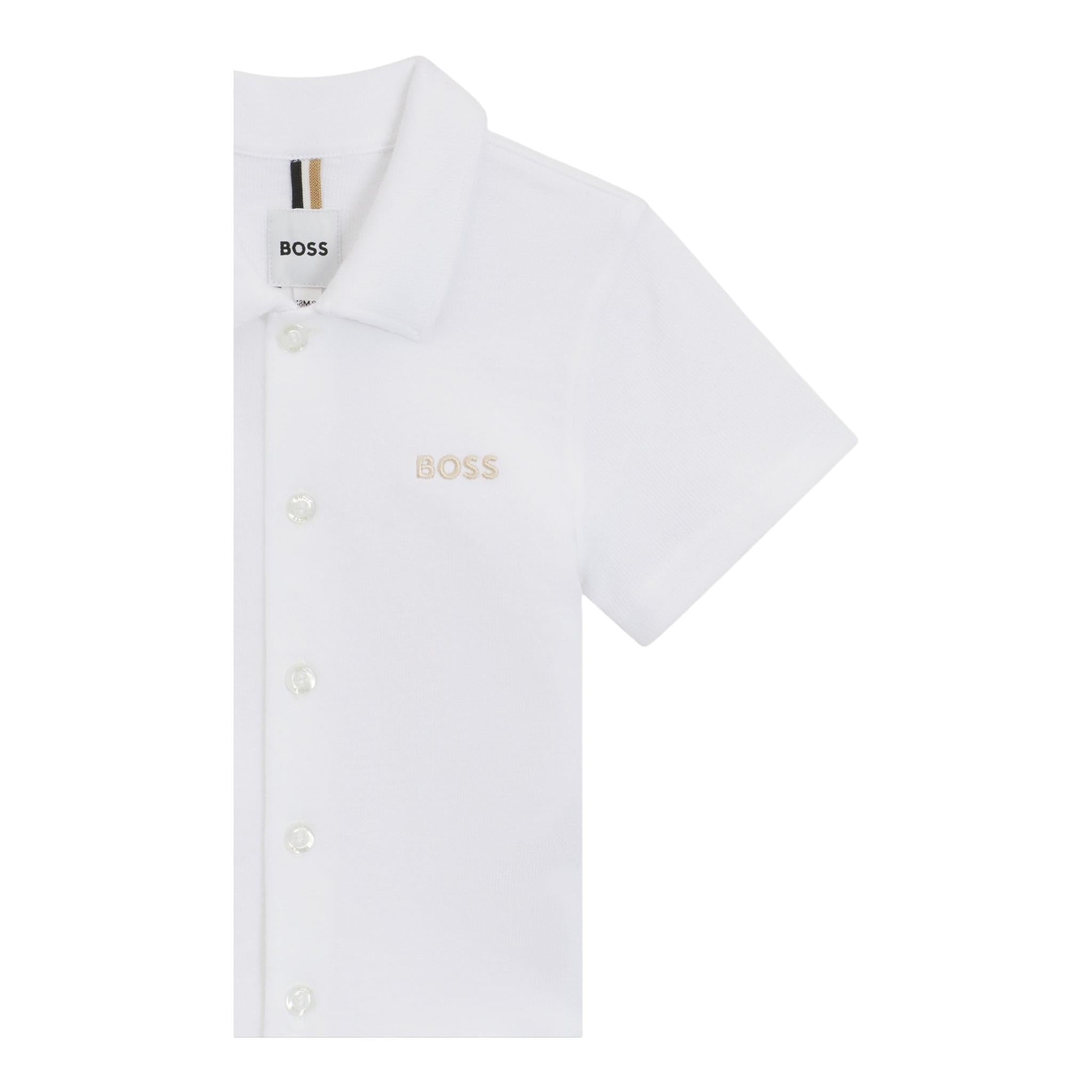 Boss Polo Mezza Manica Tinta Unita con Logo per Bambino J52017 BIANCO BOSS 