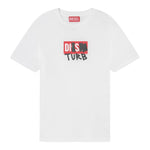 Diesel T-Shirt Girocollo tinta unita con Stampa Bianco per Bambino J00950 BIANCO DIESEL 