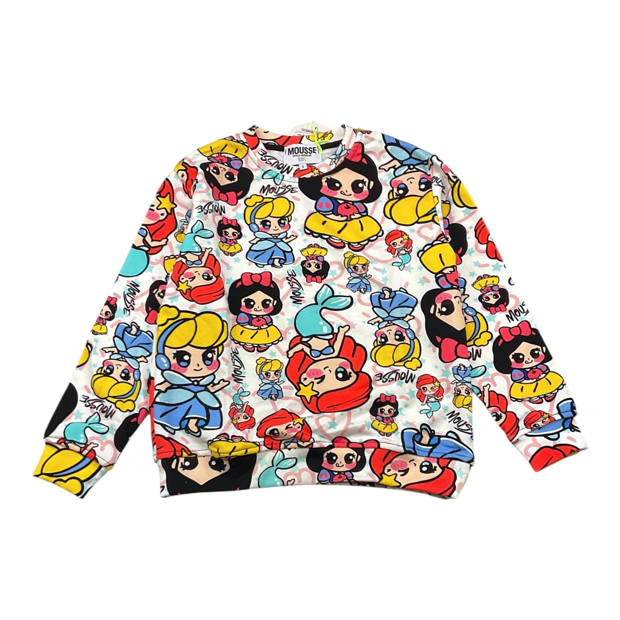 Mousse Felpa Girocollo Tinta Unita con Fantasia per Bambina SKFG375 BIANCO MOUSSE 