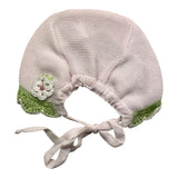 Marlu' Cappello Tinta Unita Con Ricami Rosa Per Neonata