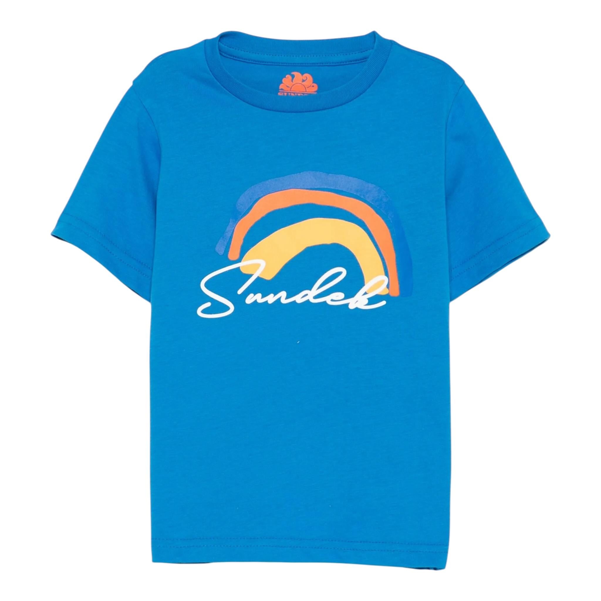 Sundek T-Shirt Girocollo Tinta Unita con Stamp per Bambino B153TEJS00 BLU SUNDEK 