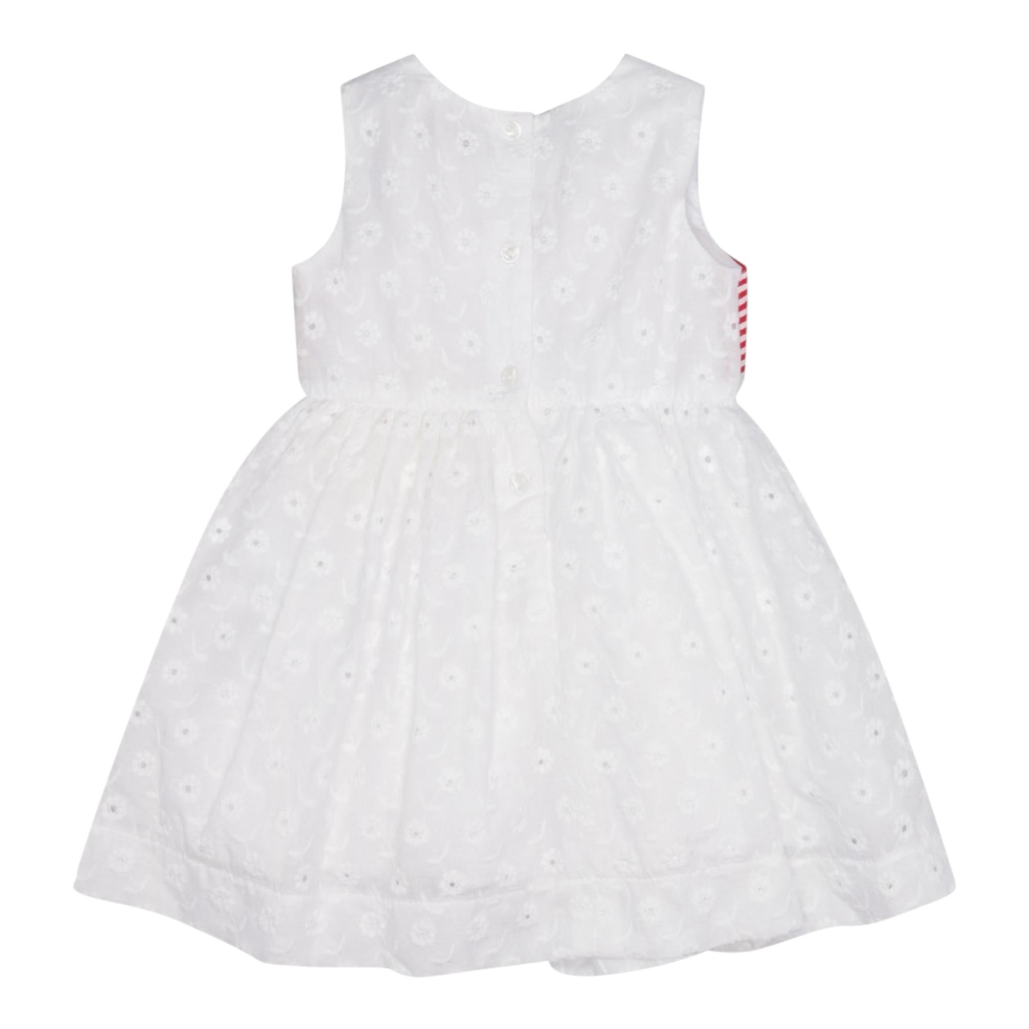 Monnalisa Abito Giromanica Tinta Unita con Ricami E Fiocco per Neonata 31E909 BIANCO MONNALISA 
