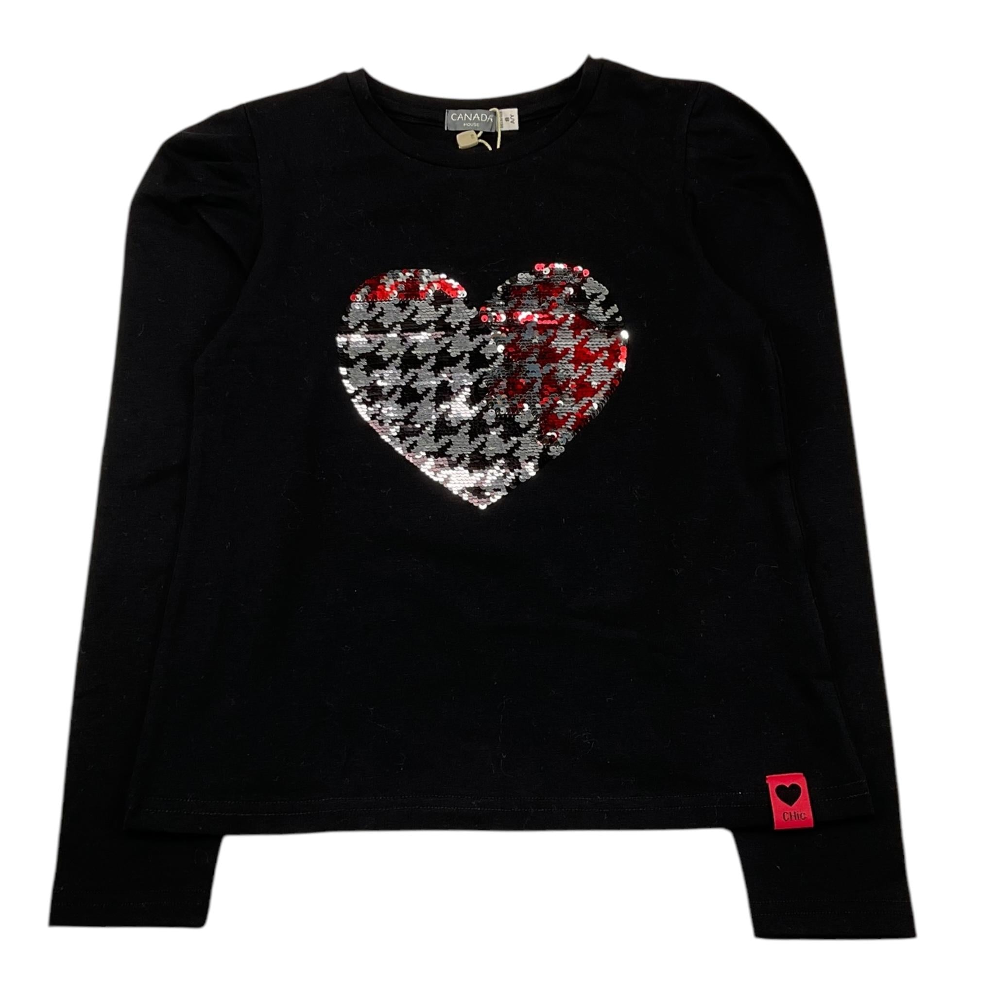 CANADA HOUSE shirt girocollo tinta unita con stampa paillettes Nero per Bambina 24481021 NERO CANADA HOUSE 