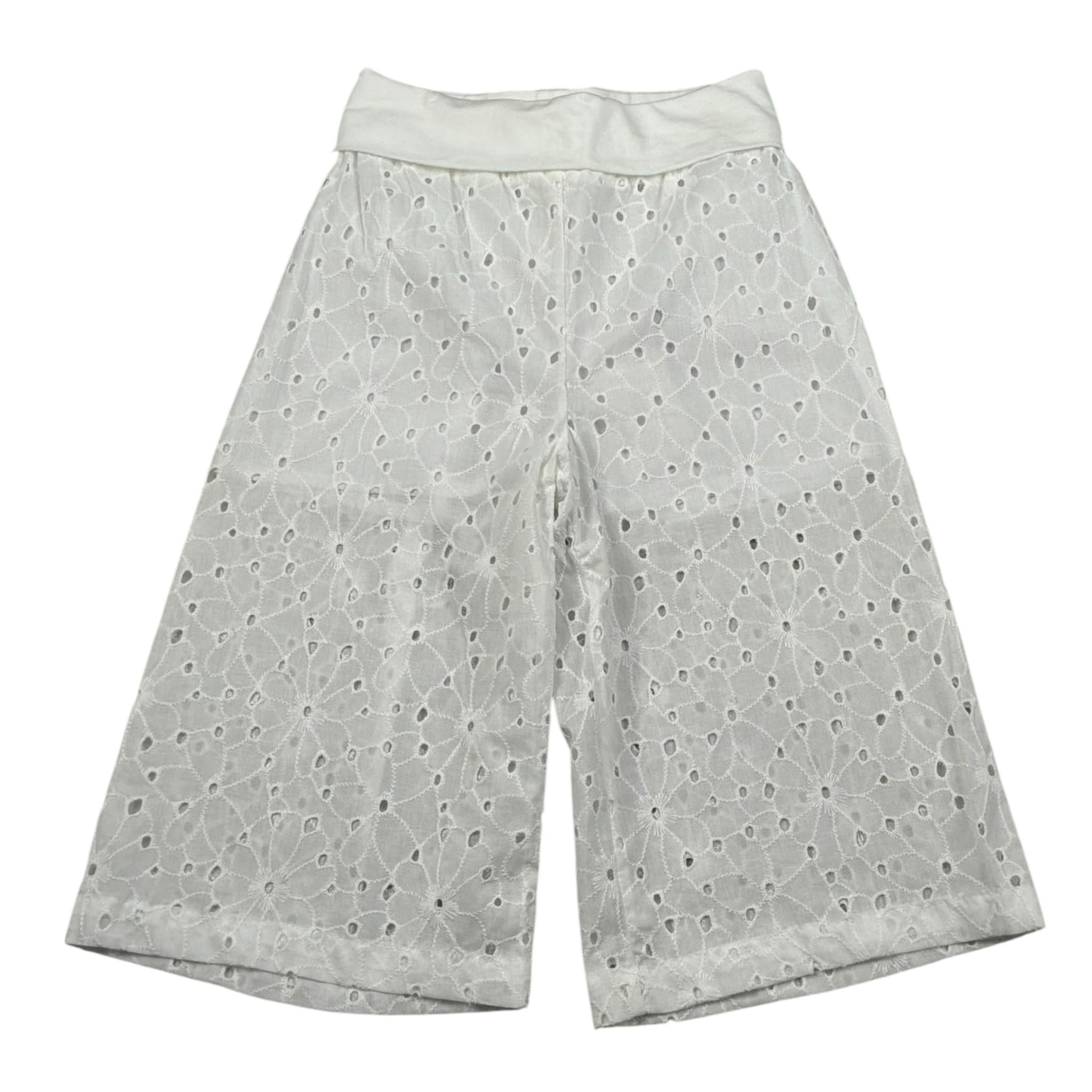 M+E' Pantalone Palazzo Tinta Unita In Pizzo Sangallo per Bambina UE1801 BIANCO M+E' 