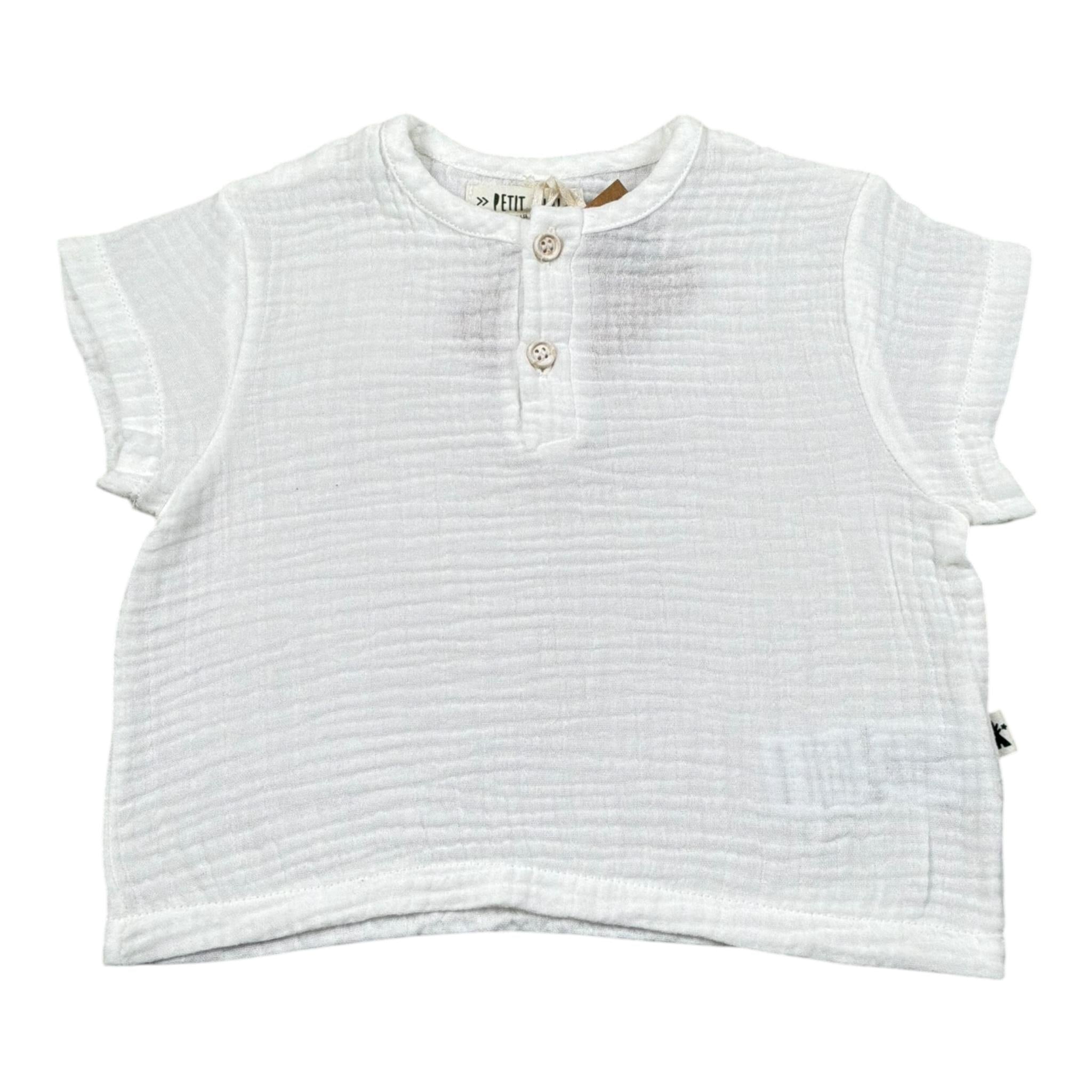 Petit Indi T-Shirt Tinta Unita con Bottoni per Neonato AA25B2814 BIANCO PETIT INDI 