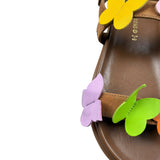 Florens Sandali Tinta Unita con Applicazioni Farfalle per Bambina F7760 MARRONE FLORENS 