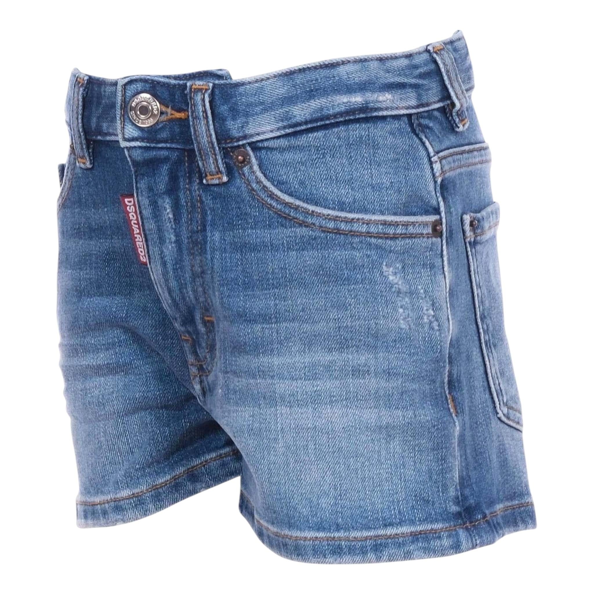 Dsquared2 Short In Denim Tinta Unita per Bambina DQ0787 BLU DSQUARED2 