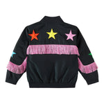 STELLA McCARTNEY giubbino tinta unita con frange Nero per Bambina TV2B57 NERO STELLA McCARTNEY 