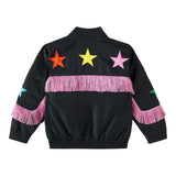 STELLA McCARTNEY giubbino tinta unita con frange Nero per Bambina TV2B57 NERO STELLA McCARTNEY 