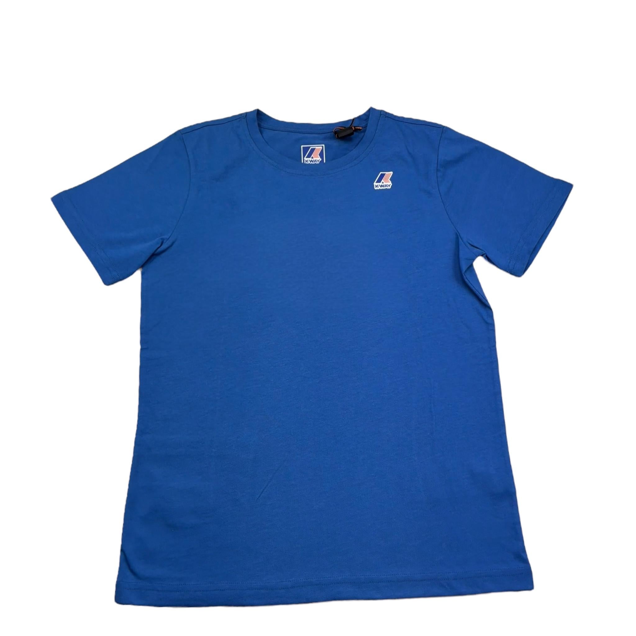 K-Way T-Shirt Girocollo Tinta Unita con Logo per Bambino K4114WWX COBALTO K-WAY 