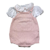 Barcellino Completo 2 Pezi Camicia-Pagliaccetto Bicolore Bianco/Rosa per Neonata