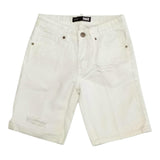 Dropseason2 Bermuda In Denim Tinta Unita con Stampa per Bambino SS25K002 BIANCO DROPSEASON2 