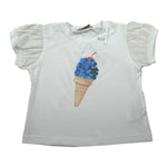Manila Grace T-Shirt Tinta Unita con Paillettes per Bambina 370TMBS25X BIANCO MANILA GRACE 