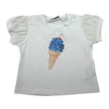 Manila Grace T-Shirt Tinta Unita con Paillettes per Bambina 370TMBS25X BIANCO MANILA GRACE 