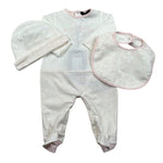 John Richmond Set Tutina-Cappello-Bavette Bicolore per Neonata RLP26001TUA BIANCO/ROSA JOHN RICHMOND 