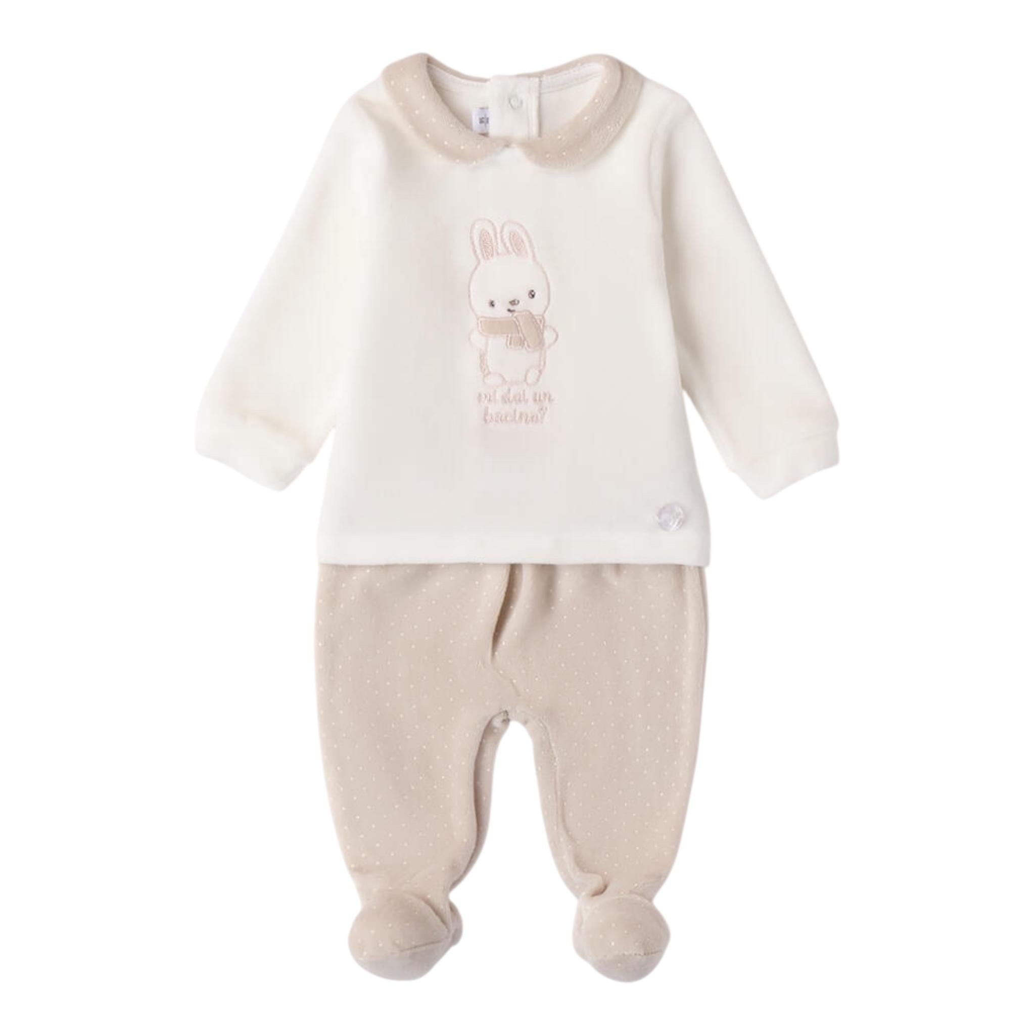 MINI BANDA completo 2pz maglia-ghettina bicolore Bianco/beige per Neonata 3A658 BIANCO/BEIGE MINI BANDA 